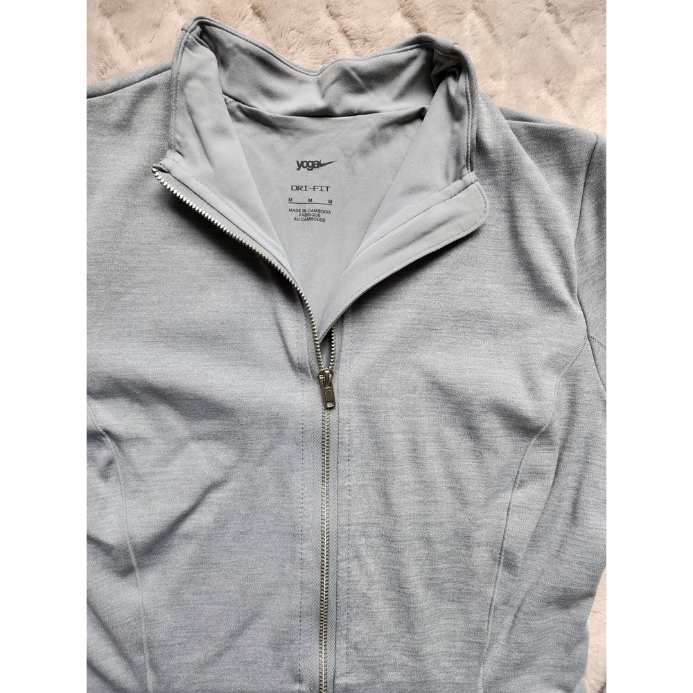 Nike Yoga Dri-FIT Full Zip Jacket Womens Medium Gray Mock Neck Activewear